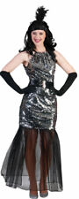 Charleston Kostüm 20er Jahre Damen Flapper Gatsby Pailletten silber schwarz KK
