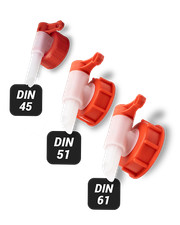 Auslaufhahn für Kanister DIN 45, DIN 51, DIN 61 Dosierhahn Leerkanister AFT Hahn