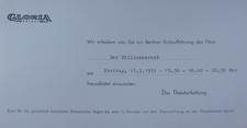 Einladung zur Uraufführung "Der Millionenraub" 17. März 1972 (119071)