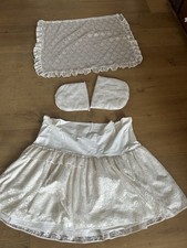 Puppen/ Stubenwagen Zubehör  Hinmel/ Kissen/ Verkleidung aus Spitze Wollweiss