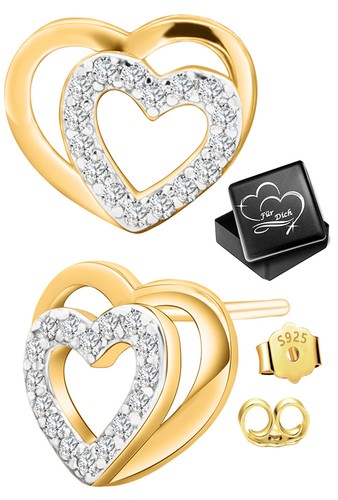 Ohrringe 925 silber herz - ohrringe, gold