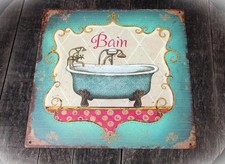 Shabby Blechschild Bain Bad