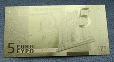 Banknoten, Geldscheine, eine Banknote über " 5 EURO" ! Im Goldfarbe!