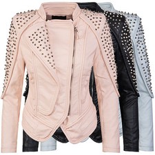 Women's biker jacket faux