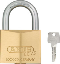 ABUS EC 75 Vorhangschloss Messing mit Wendeschlüssel gehärteter Stahlbügel
