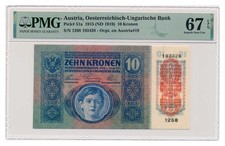 ÖSTERREICH Banknote 10 Kronen 1919 PMG MS 67 EPQ Superb Gem Uncirculated