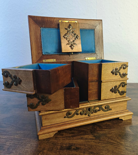 Vintage schmuckkasten holz mit - schmuckkasten,