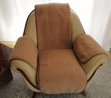 Sesselschoner 3-teilig Sesselauflage Überwurf Sitzauflage Läufer Alpakawolle 