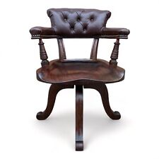 Armlehnenstuhl antik Bürosessel Mahagoni Palis. Drehstuhl mit Leder Stuhl Sessel