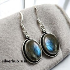 Labradorit Edelstein 925 Sterling Silber Ohrring Weihnachtsgeschenke Schmuck ...