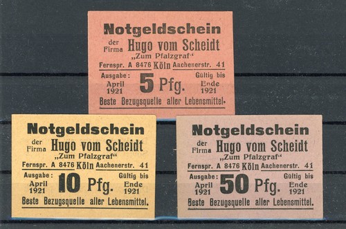 Köln scheine notgeld - köln, hugo