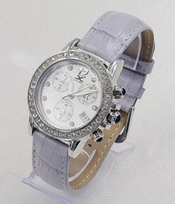 Cesare Cardinal Damen Chronograph Uhr – Strass, Silber, Lila Armband