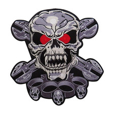 Biker Patch Aufnäher Rückenaufnäher Schädel Motorrad Bügelpatch Iron On