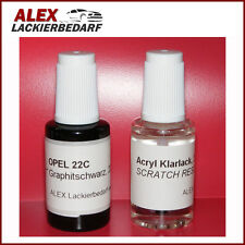 Lackstift  für Opel Z22C 22C Graphitschwarz + Klarlack 2x20ml Pinselflasche