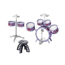 NUC Schlagzeug Kinder 7-teilig mit 2 Becken & Hocker - Trommel Set für Kinder...