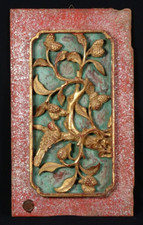 Antikes Holz Relief China Rotlack Gold späte Qing Dynastie um 1900 Panel carving