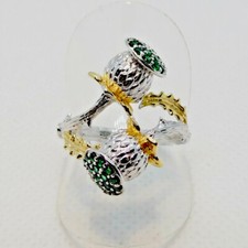 Chromdiopsid Ring 925 Silber 585 Bicolor vergoldet 18,1 mm 57