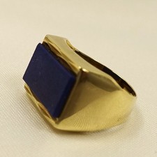 dezenter Herrenring Siegelring mit Lapislazuli 585 Gold Ring / CU 331(12)