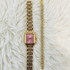vintage uhr vergoldet rosa