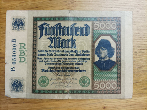 5000 mark banknote inflation - mark,