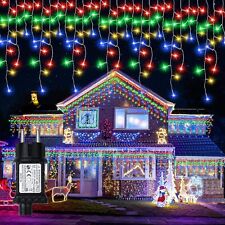 200/400/600 LEDs Eisregen Lichtervorhang Lichterkette Außen Eiszapfen