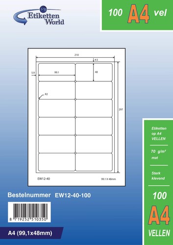 Universaletiketten 1x48mm - universaletiketten, 99,1x48mm