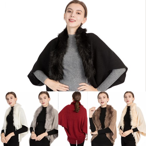 Damen strick poncho - strick, schal