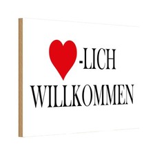 Holzschild 12x18 cm Herzlich