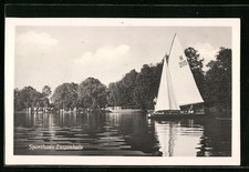 Ansichtskarte Ziegenhals, Blick übers Wasser Richtung Sporthaus Ziegenhals 1962 
