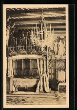 Ansichtskarte Kgl. Schloss Neuschwanstein, Schlafzimmer, Himmelbett 