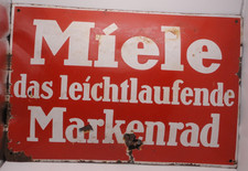orig. altes MIELE Emailschild das leichtlaufende Markenrad Fahrrad Dachbodenfund