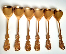 6 Eislöffel - 24 Karat vergoldet  -Unbenutzt 13 cm lang Rose