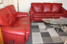 Leder Couch rot-3-2 Sitzer