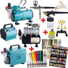 AIRBRUSH KOMPRESSOR SET KOMPLETT KIT AIRBRUSHPISTOLE SCHLAUCH AIRBRUSHKOMPRESSOR