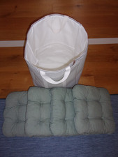 Sitzkissen Vierer-Set (für innen & außen) und Aufbewahrungsbehälter 