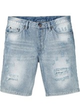 Jeans-Bermudas Gr. 30 Blue Bleached Used Herrenbermuda Shorts Kurz-Hose Neu