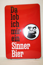 Altes / Originales Emailschild " Da lob ich mir ein SINNER BIER " / Karlsruhe