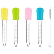 Pipette 4 Stück 5ml Silikon Kunststoff Pipetten Transparent mit Reinigungsbürste