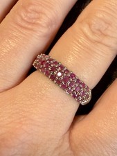 HSE Harry Ivens Rubin Ring 925er Silber rhod. 34 x rote Rubine ca. 1,35 ct RW 17