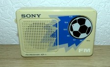 Sony FM Receiver ICF-1 Transistor Radio Beige Fußball Dekor ohne Riemen Rar
