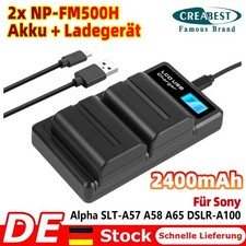 2x NP-FM500H Akku & Ladegerät Für Sony Alpha SLT-A57 A58 A65 A99 DSLR-A100 A300