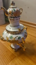 Mini Deko Russischer Porzellan Samowar aus Nachlass