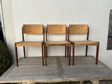 3 Stühle Esszimmerstuhl BRAMIN 60s dining chairs Teak massiv ORIGINAL entkernt