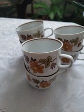 CP Colditz Porzellan Kaffeeservice 6 Tassen Untertassen Vintage Blumen Herbst
