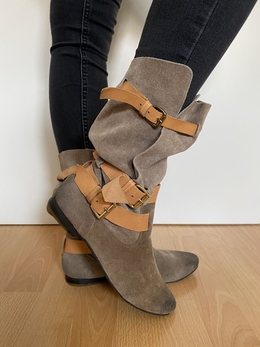 Stiefel wildleder schnallen - wildleder,