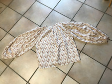 NEU DAMEN-TRAUM-BLUSE IN CREME/BRAUN Gr.36/38 BALLON-ARME MIT GUMMIBUND SATIN