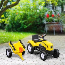 HOMCOM Trettraktor mit Anhänger Tretauto Traktor ab 3 Jahre Kinder Gelb