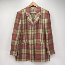 DAKS London Signature Check Sakko Blazer Damen Gr. UK 18 Leinen Seidenmischung