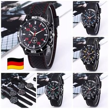Herrenuhr Silikon Edelstahl Armbanduhr Schwarz Sportuhr Sport Quarz Analog Uhr