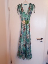 Kleid Sommerkleid lang Blumenprint grün elegant Größe 36 38